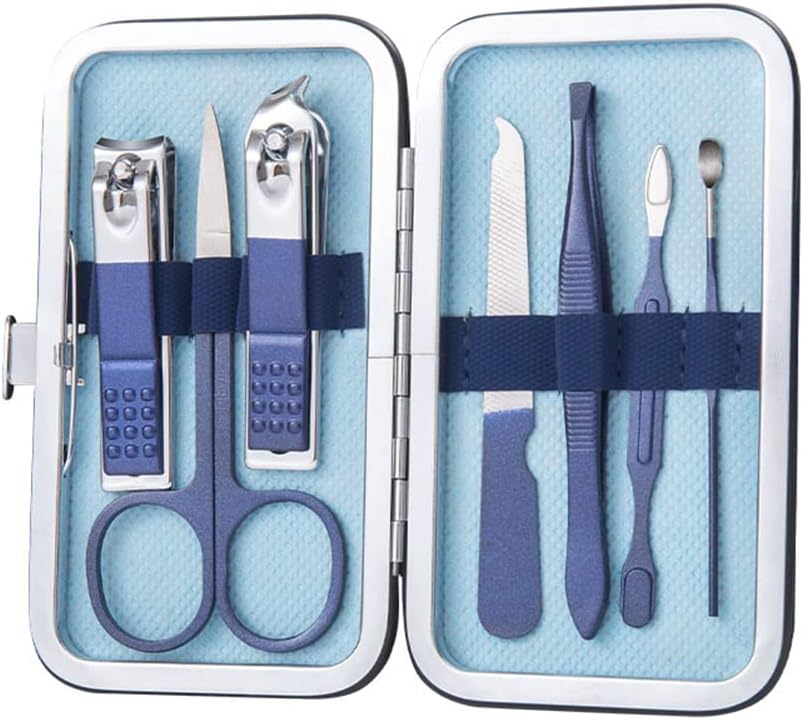 7-teiliges Edelstahl Nagelknipser Maniküre Pediküre Set, Nagelschere und Augenbrow -Pflegekit Nagelpflegewerkzeuge Nageletui mit Aufbewahrungsbox (Blau) 1 610+NsV0LaL. AC SL1000 - beautyscript
