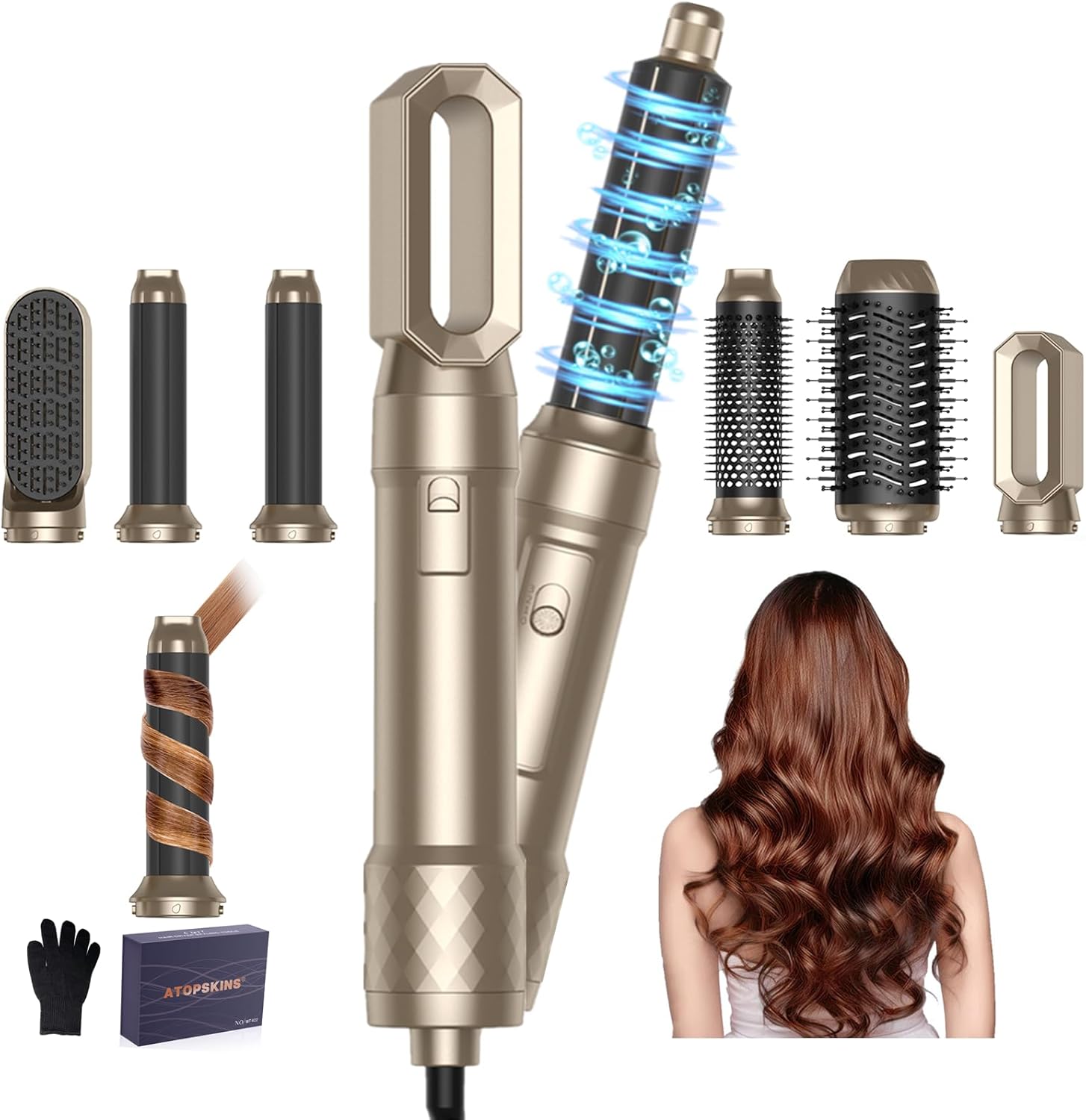 Neue Airstyler 6 in 1, Pro Ionen Hairstyler Föhnbürste Set mit Auto Lockenstäbe | 1000W Haartrockner Rundföhnbürste für Alle Haartypen, Haarstyler für Volumen, Trocknen, Glätten & Locken 1 71u+aqihb9L. AC SL1500 - beautyscript